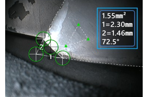 區(qū)域與測(cè)量平面配合，測(cè)量葉尖掉塊的大小